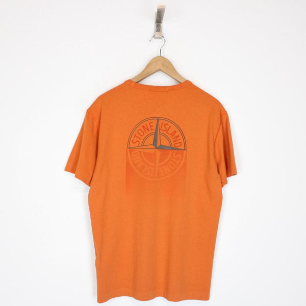Stone Island AW 2019 Orange Short Sleeve Logo Print Cotton T-Shirt