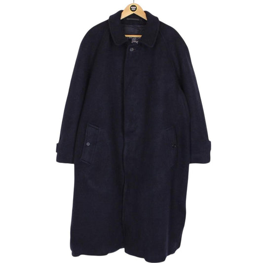 Vintage 90s Burberry Navy Blue Wool Overcoat