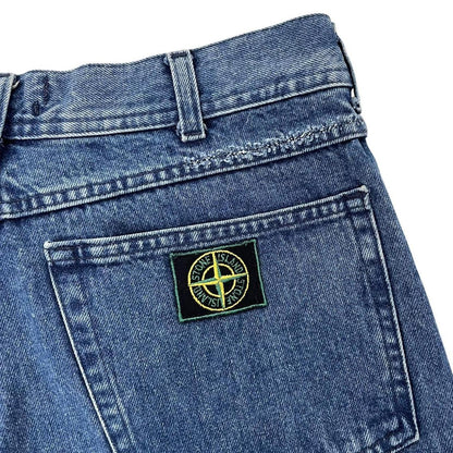 Vintage 90s Stone Island Navy Blue Regular Fit Green Edge Badge Denim Jeans