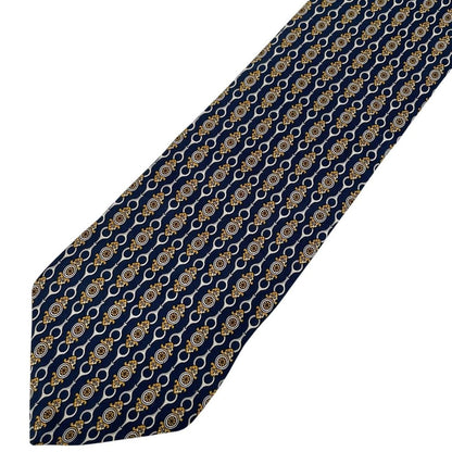Vintage Paolo Gucci Navy Blue Horsebit Silk Tie