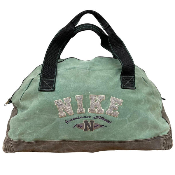 Vintage 90s Nike Green and Grey Embroidered Hold All Duffle Bag
