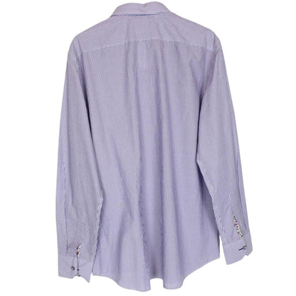 Paul Smith purple and white striped long sleeve cotton shirt with tags attached.
