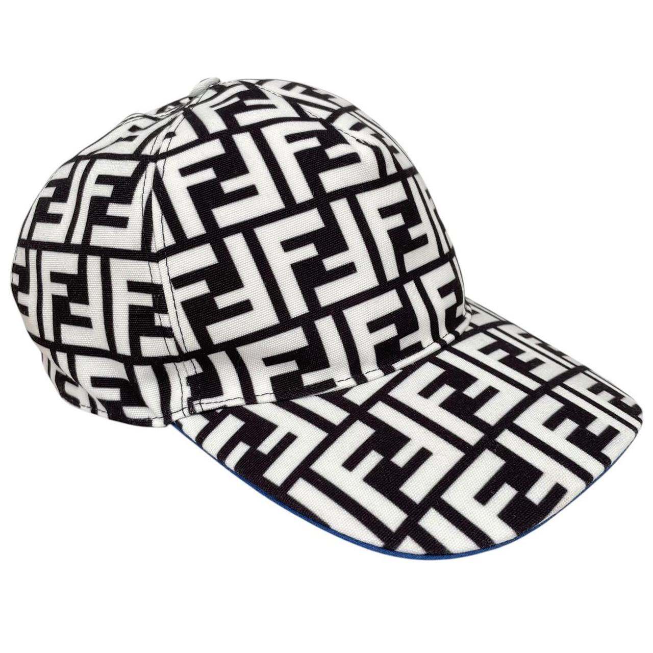 Fendi Black and White FF Zucca Monogram Canvas Baseball Cap