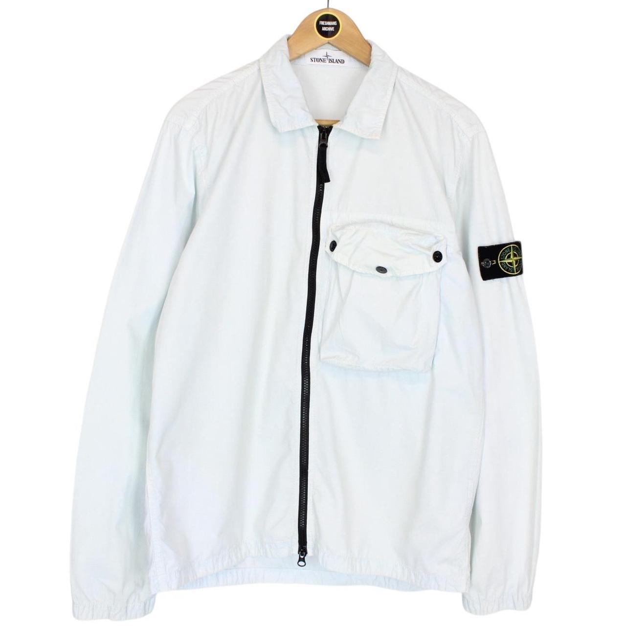 Stone Island SS 2021 Pale Blue Full Zip Cotton Overshirt Jacket