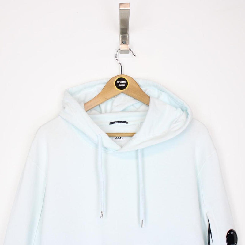 CP Company Resist Dyed Light Blue Cotton Lens Hoodie Jumper