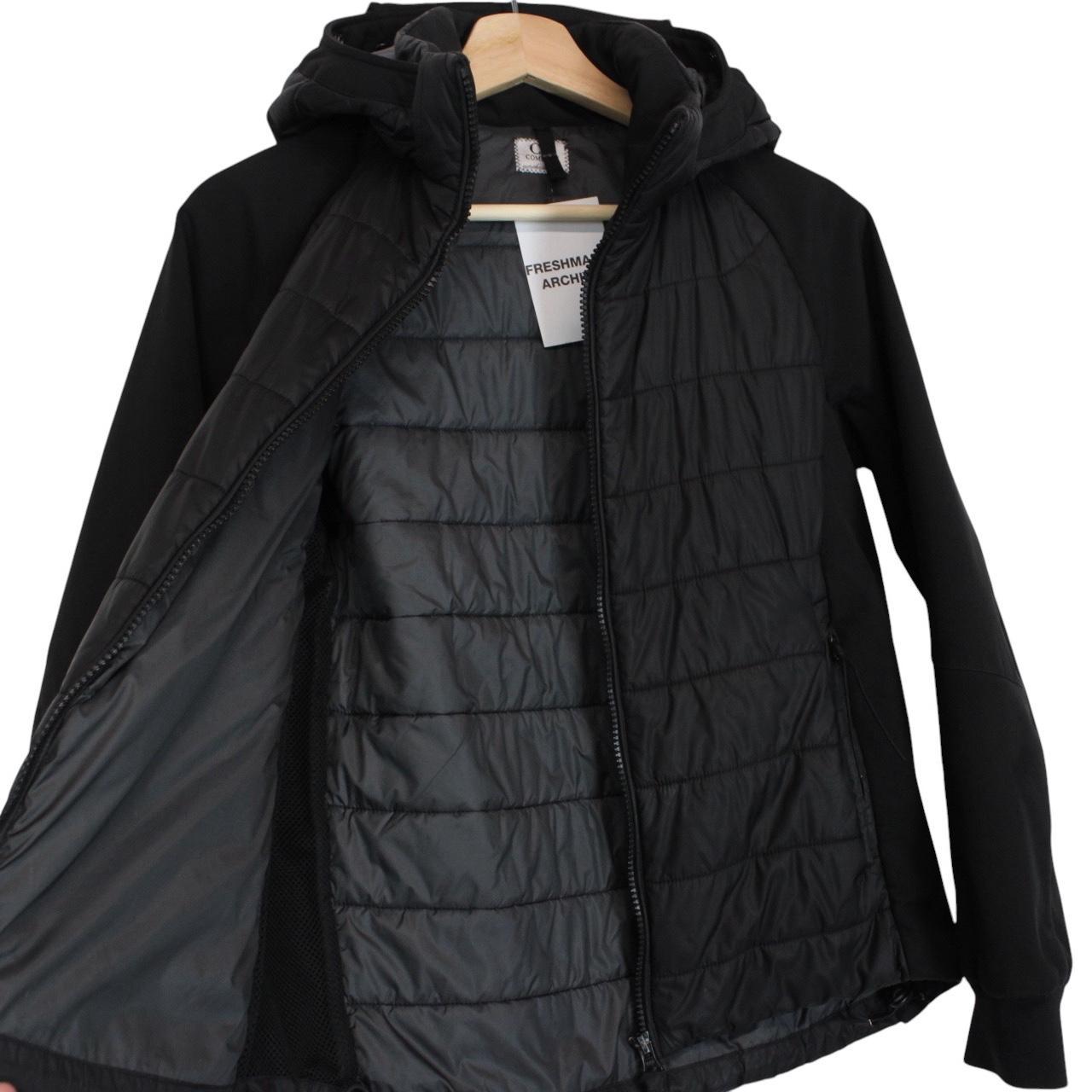 CP Company Black Full Zip Hybrid Quilted Soft Shell Goggle Jacket