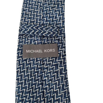 Michael Kors Blue Geometric Pattern Silk Tie