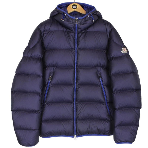 Moncler Chauvon Navy Blue Full Zip Hooded Down Jacket