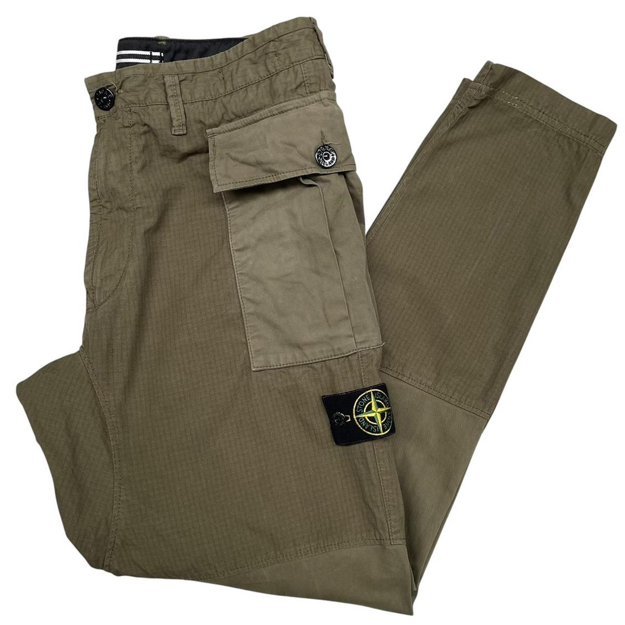 Stone Island AW 2019 Khaki Green RE-T Fit Ripstop Cargo Trousers