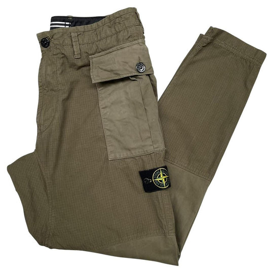 Stone Island AW 2019 Khaki Green RE-T Fit Ripstop Cargo Trousers