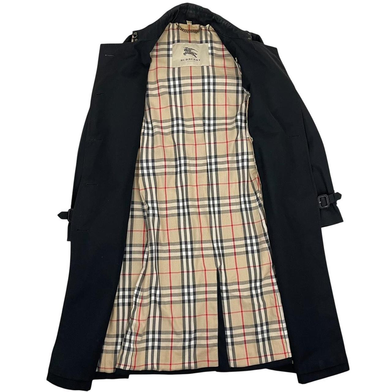 Burberry Black Nova Check Double Breasted Belted Trench Coat