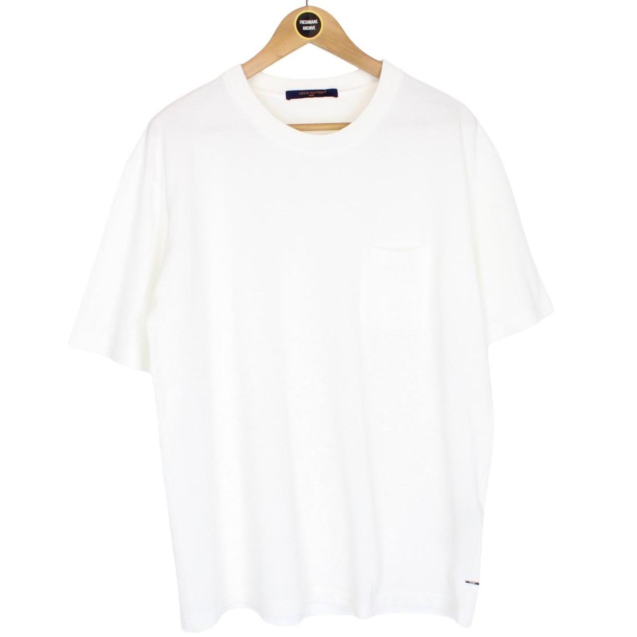 Louis Vuitton White Damier Print Pocket Short Sleeve Cotton T-Shirt