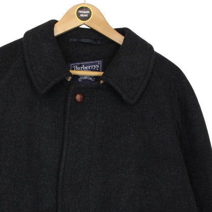 Vintage 90s Burberry Dark Grey Wool Nova Check Overcoat