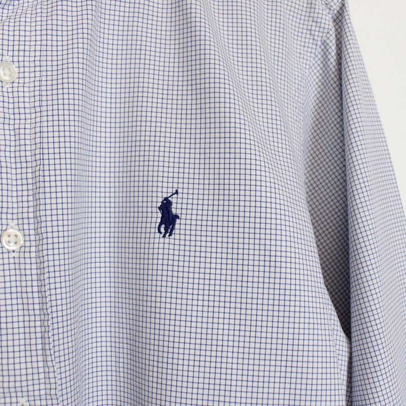 Polo Ralph Lauren Blue and White Checked Long Sleeve Cotton Shirt