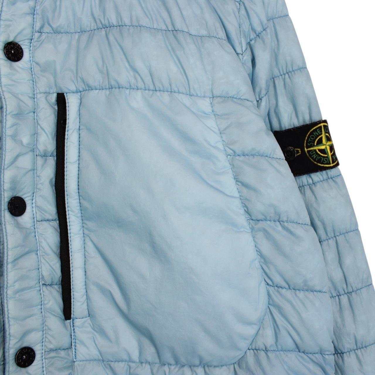 Stone Island SS 2017 Light Blue Garment Dyed Micro Yarn Down Overshirt Jacket