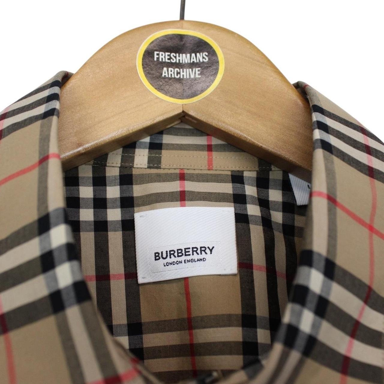 Burberry Tan Brown Nova Check Long Sleeve Poplin Cotton Shirt