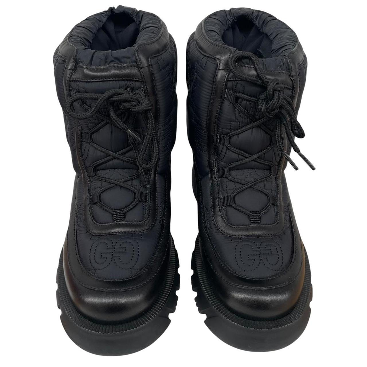 Gucci GG Monogram Navy Blue and Black Leather Quilted Ankle Boots