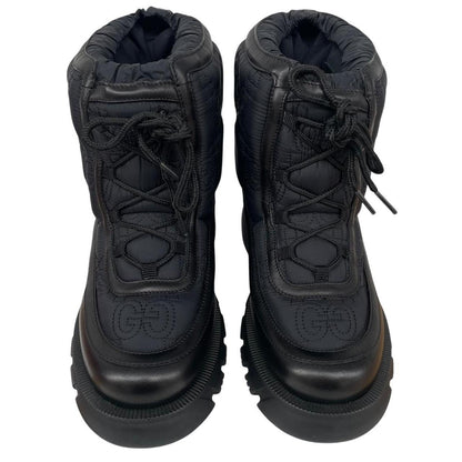 Gucci GG Monogram Navy Blue and Black Leather Quilted Ankle Boots