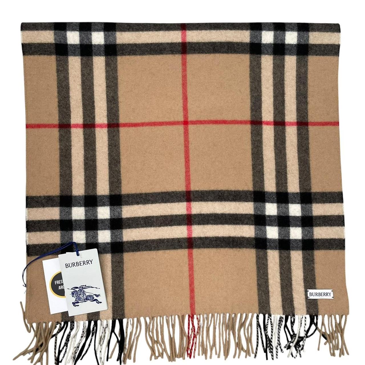 Burberry Beige Archive Nova Check Wide Cashmere Scarf