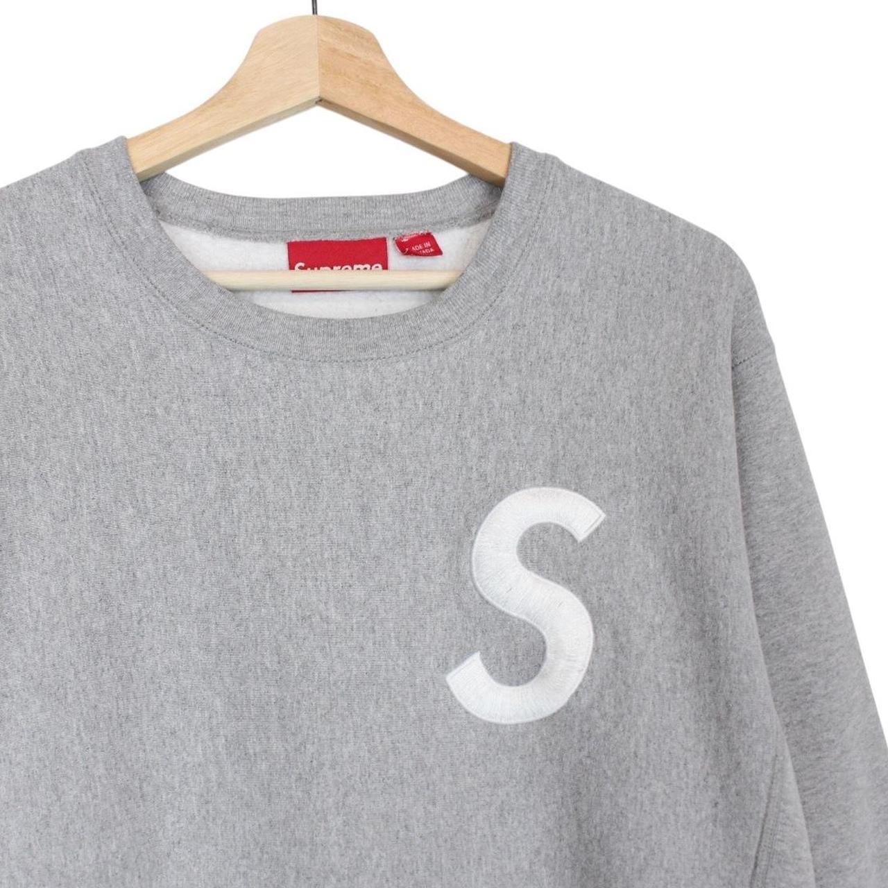 Supreme Grey and White S Logo Cotton Sweatshirt Jumper
