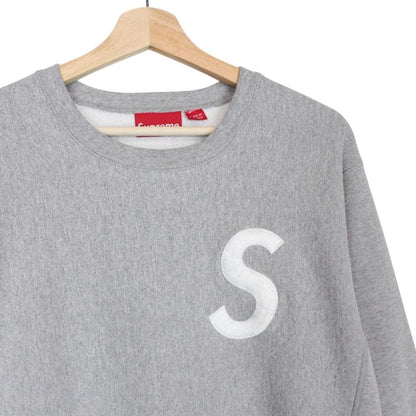 Supreme Grey and White S Logo Cotton Sweatshirt Jumper