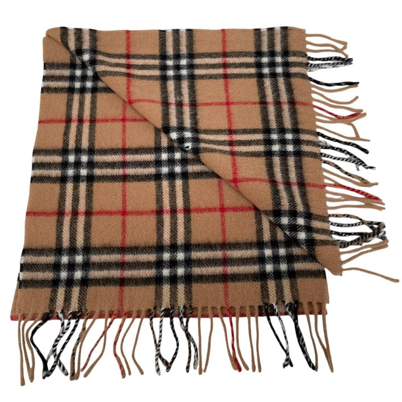 Vintage 90s Burberry Tan Brown Nova Check Lambswool Scarf