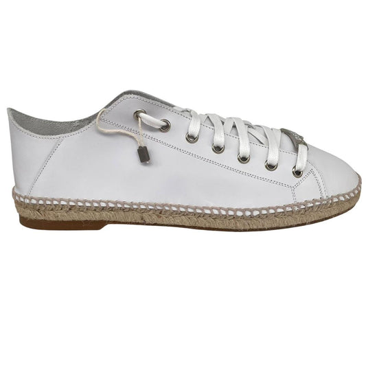 Dsquared2 White and Brown Leather Flat Espadrille Trainers