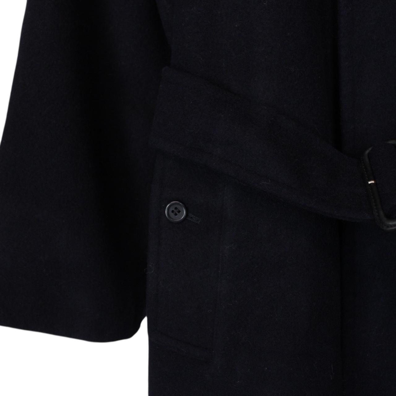 Vintage 90s Burberry Navy Blue Belted Wool Overcoat