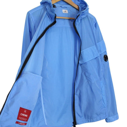 CP Company Blue Full Zip Chrome Nylon Garment Dyed Goggle Jacket