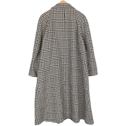 Vintage 90s Aquascutum White and Black Check Virgin Wool Coat