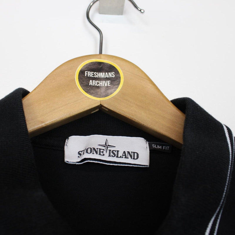 Stone Island Black and White Short Sleeve Compass Polo Shirt