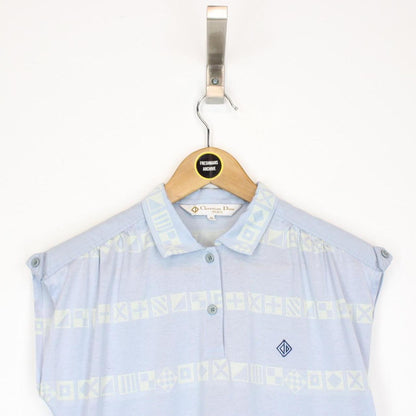 Vintage 90s Christian Dior Sports Light Blue Sleeveless Top