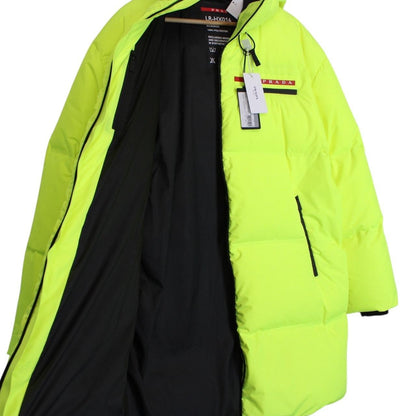 Prada Linea Rossa Luminescent Yellow Hooded Down Puffer Coat
