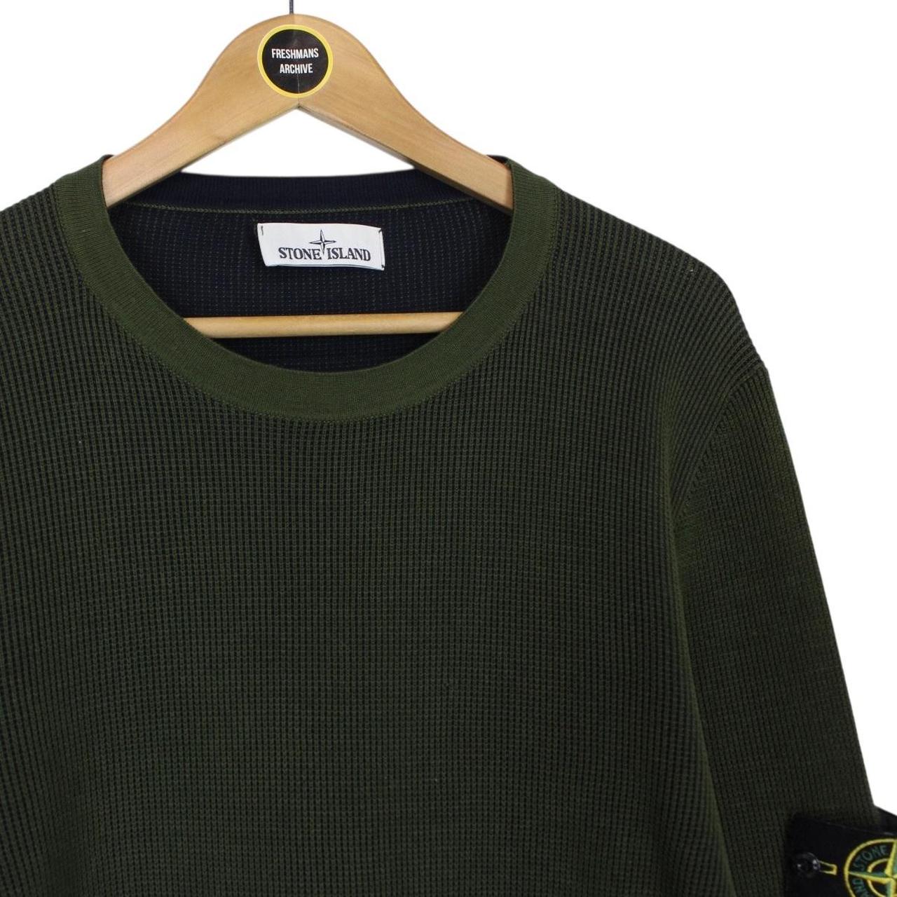 Stone Island SS 2018 Green and Navy Cotton Knit Reversible Jumper