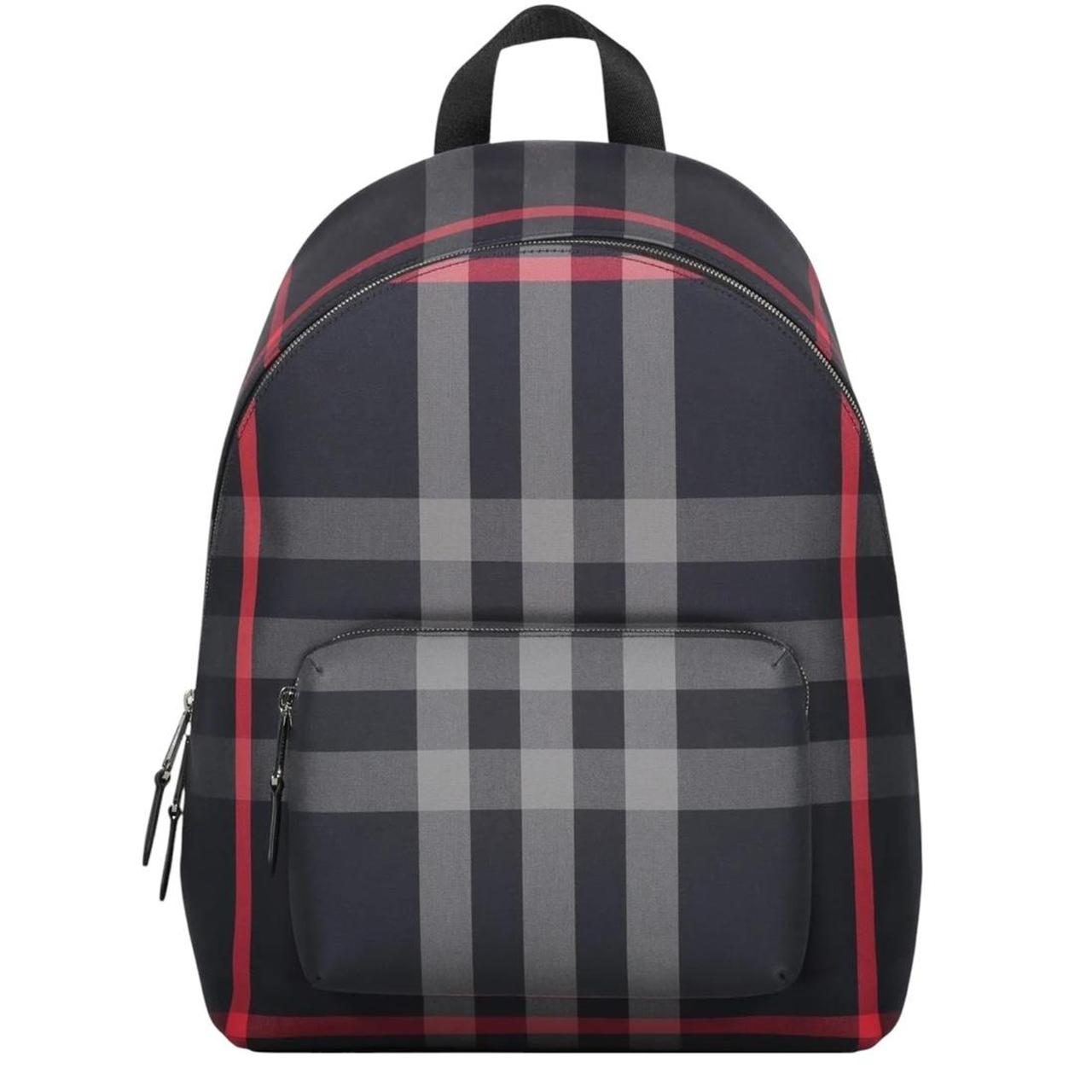 Burberry duffel bag navy blue and black signature Nova Check pattern with logo.