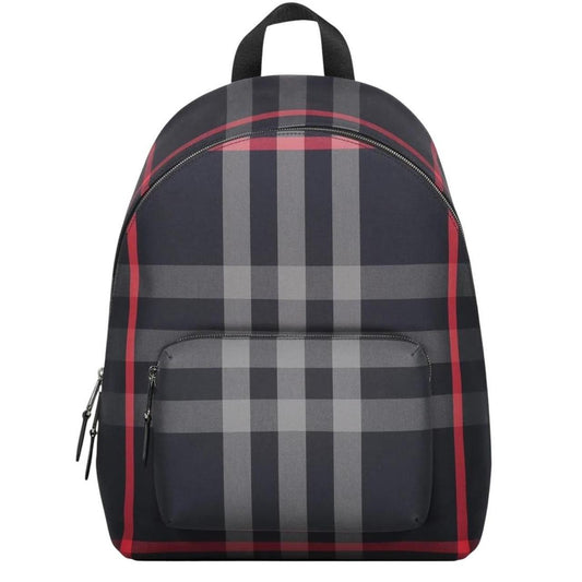 Burberry duffel bag navy blue and black signature Nova Check pattern with logo.