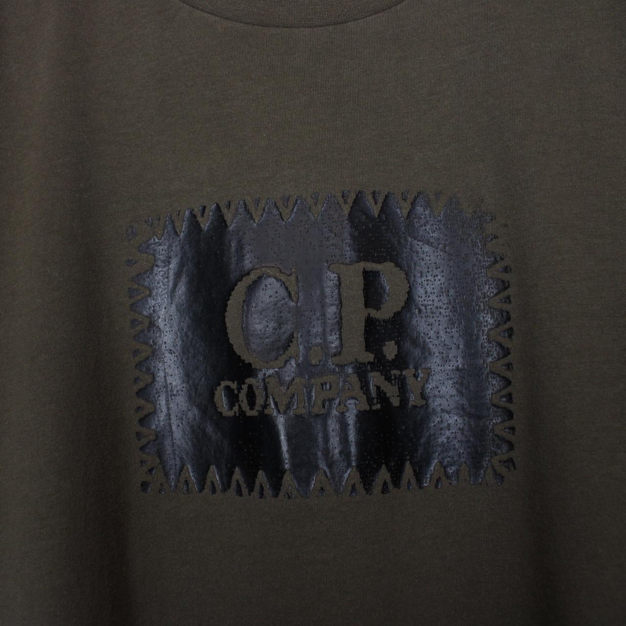 CP Company Khaki Brown Block Logo Short Sleeve T-Shirt