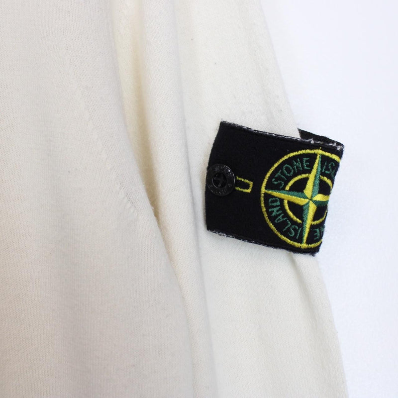 Stone Island SS 2022 Cream Cotton Knit Long Sleeve T-Shirt
