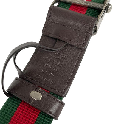 Gucci Red and Green Fabric Belt with GG Buckle