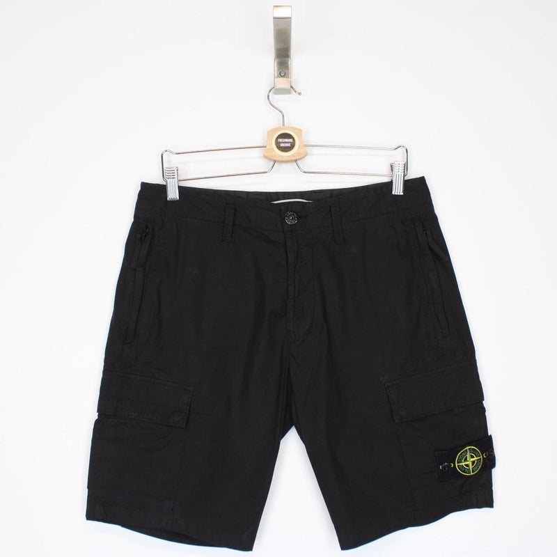 Stone Island SS 2024 Black Bermuda Cotton Cargo Shorts