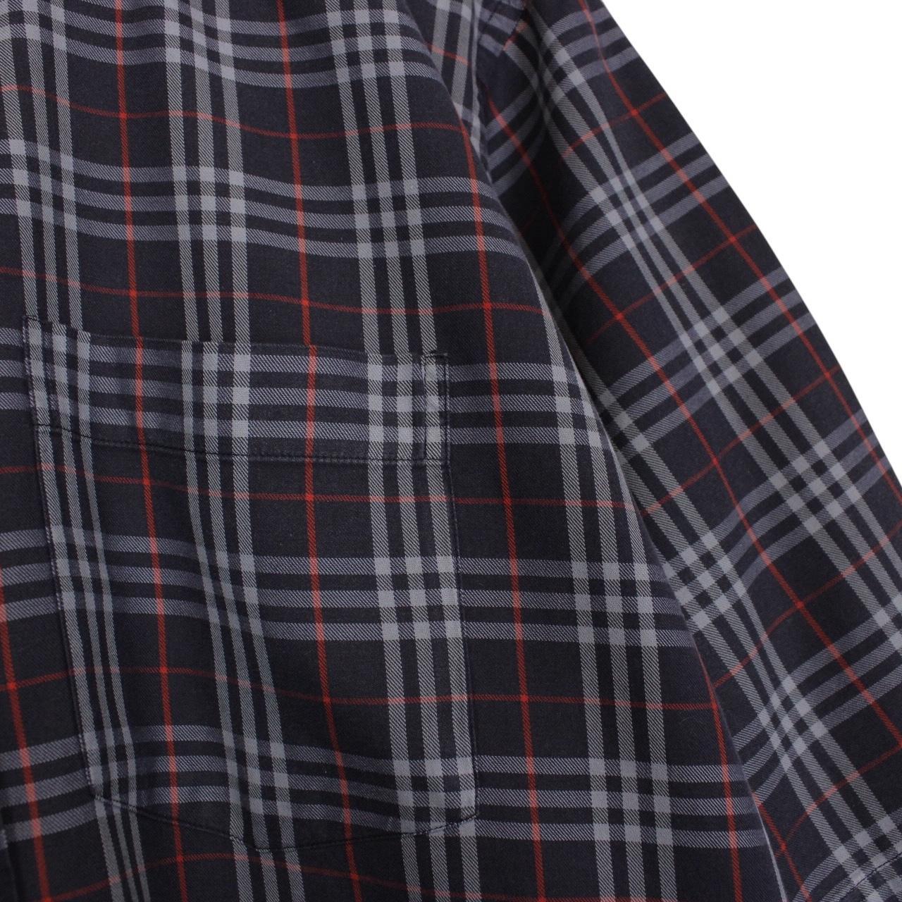Vintage 90s Burberry Navy Blue Nova Check Short Sleeve Cotton Shirt