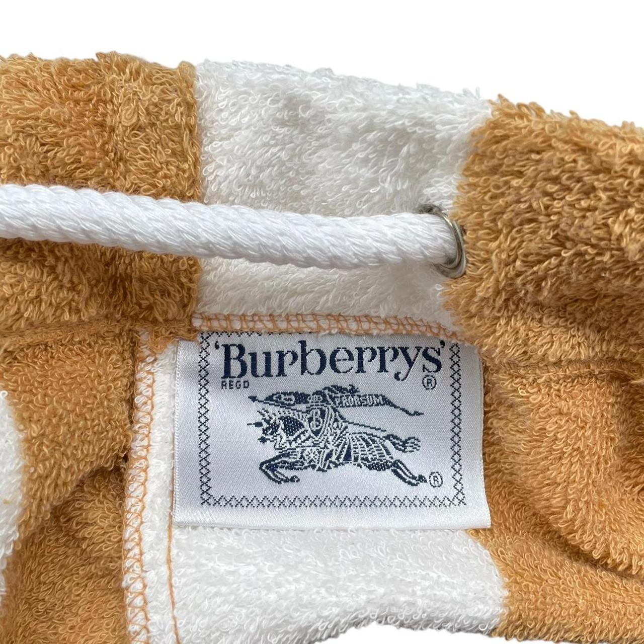 Vintage 90s Burberry Tan and White Striped Towelling Cotton Beach Bag