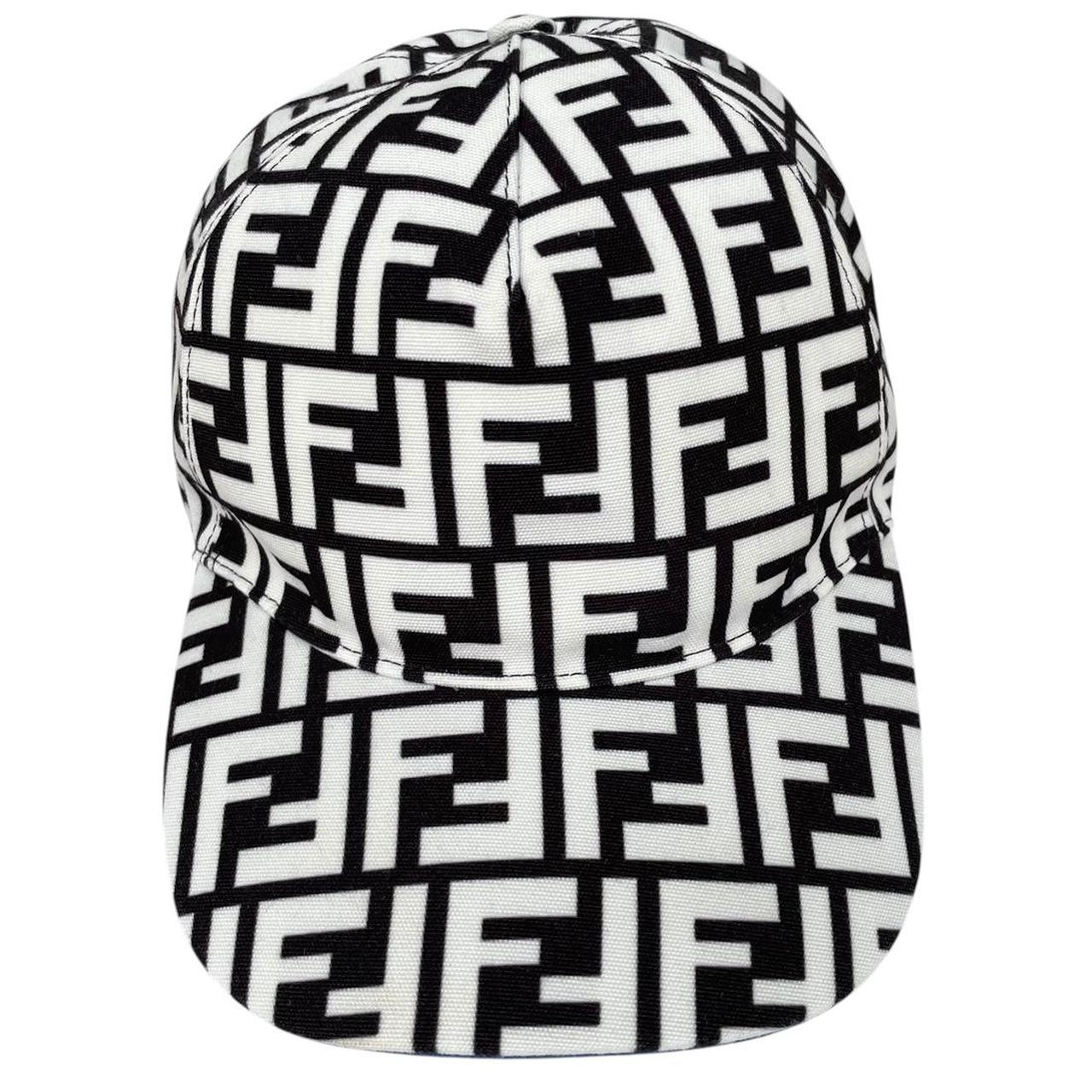 Fendi Black and White FF Zucca Monogram Canvas Baseball Cap