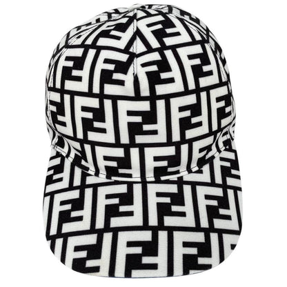 Fendi Black and White FF Zucca Monogram Canvas Baseball Cap