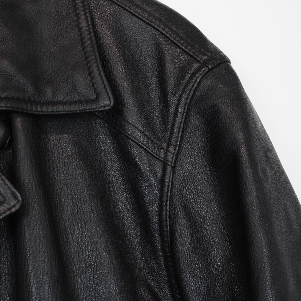 Vintage 90s Versace Classic Black Button Up Leather Coat