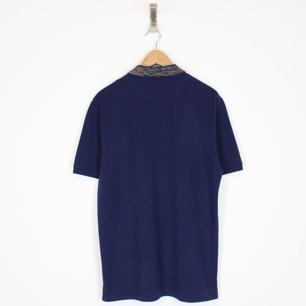 Missoni Navy Blue Short Sleeve Cotton Polo Shirt
