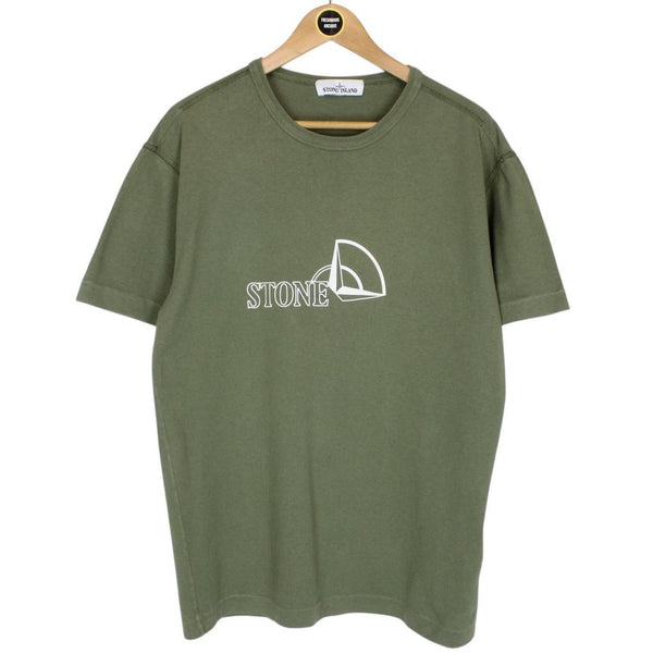 Stone Island AW 2019 Green Short Sleeve Logo Print T-Shirt