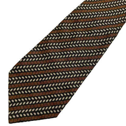 Coach brown floral print silk tie with intricate flower patterns and smooth texture.