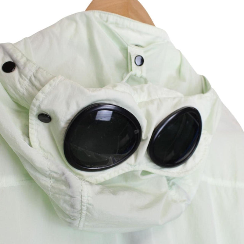 CP Company Pale Green Full Zip Chrome Nylon Garment Dyed Goggle Jacket