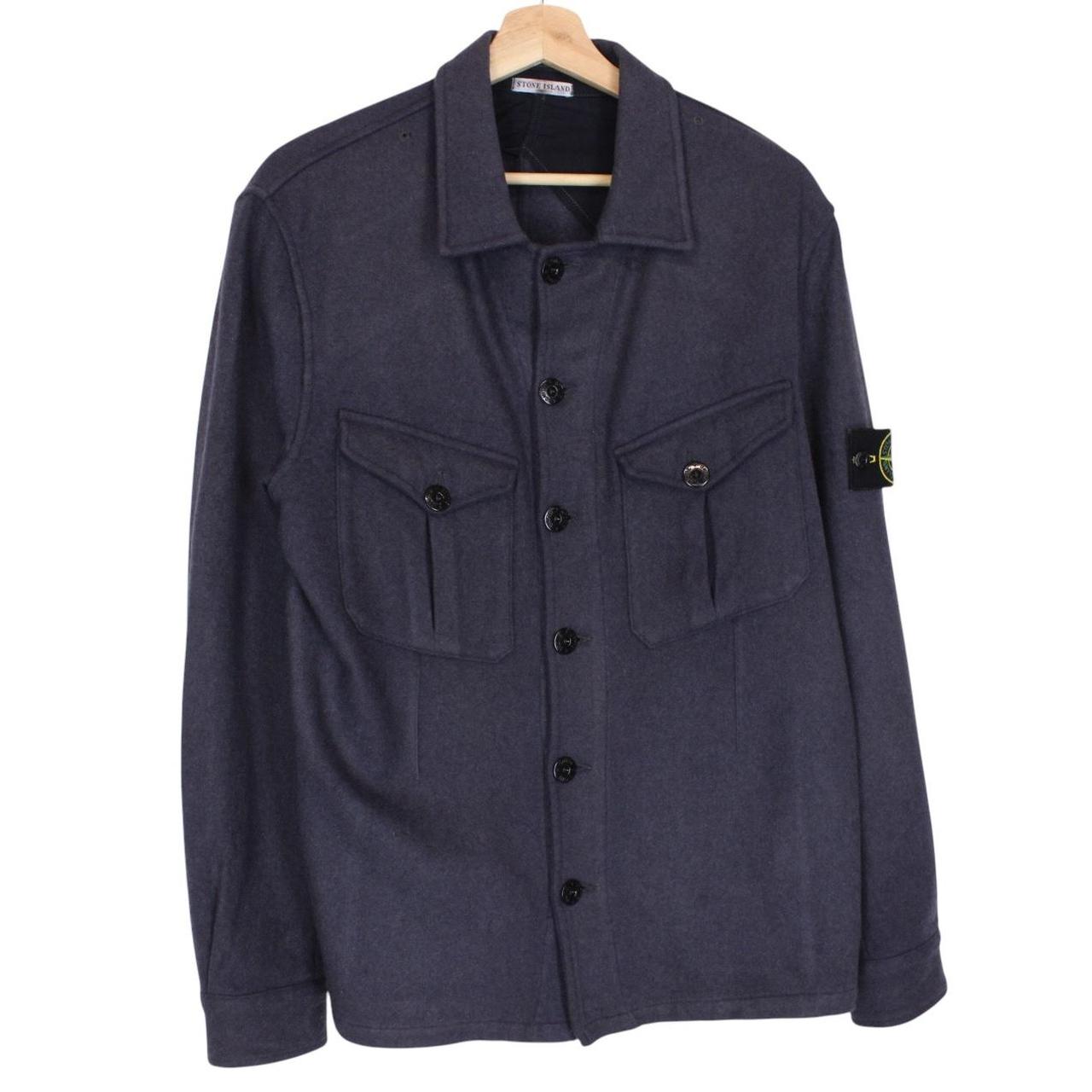 Vintage Stone Island AW 2006 Navy Blue Wool Knit Overshirt Jacket